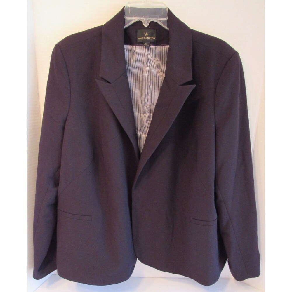 Worthington Black Lined Open Front Classic Blazer Career Jacket Size 3X